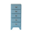 Blue metal cabinet with four drawers on a white background