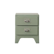 Green nightstand with two drawers on a white background