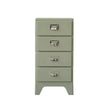 Green chest of drawers with four drawers on a white background