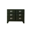 Black dresser with silver handles on a white background