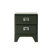 Green nightstand with two drawers on a white background