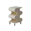 Modern side table with wavy design on a white background