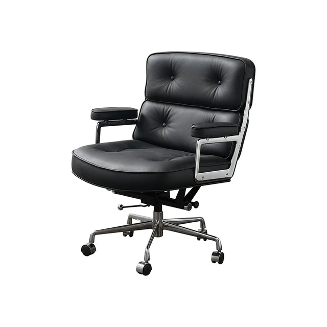 Black office chair with a white background