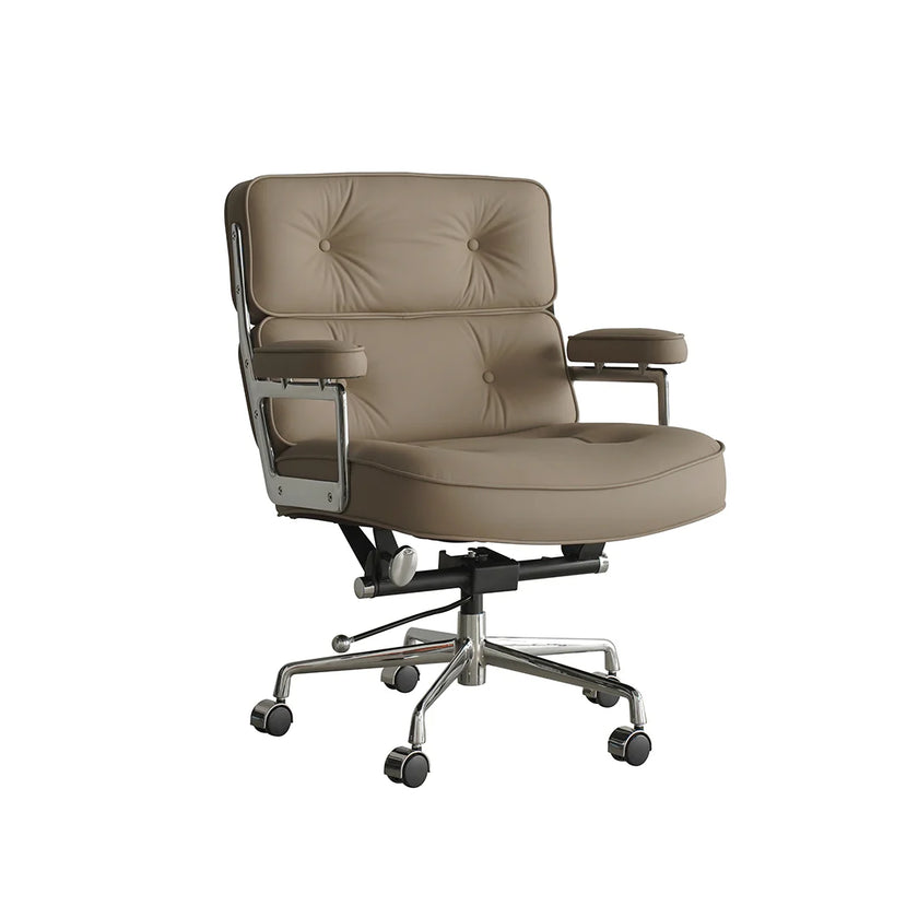Brown office chair with armrests on a white background