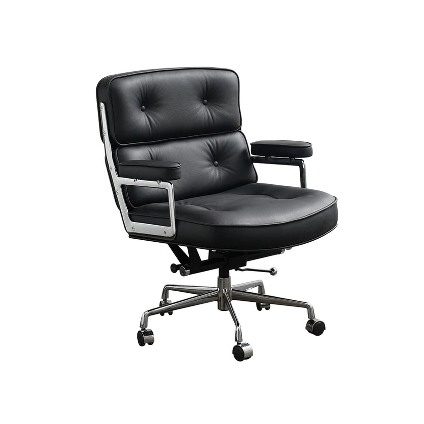 Black office chair with a white background