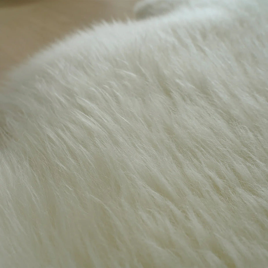 Close-up of white fluffy fabric texture