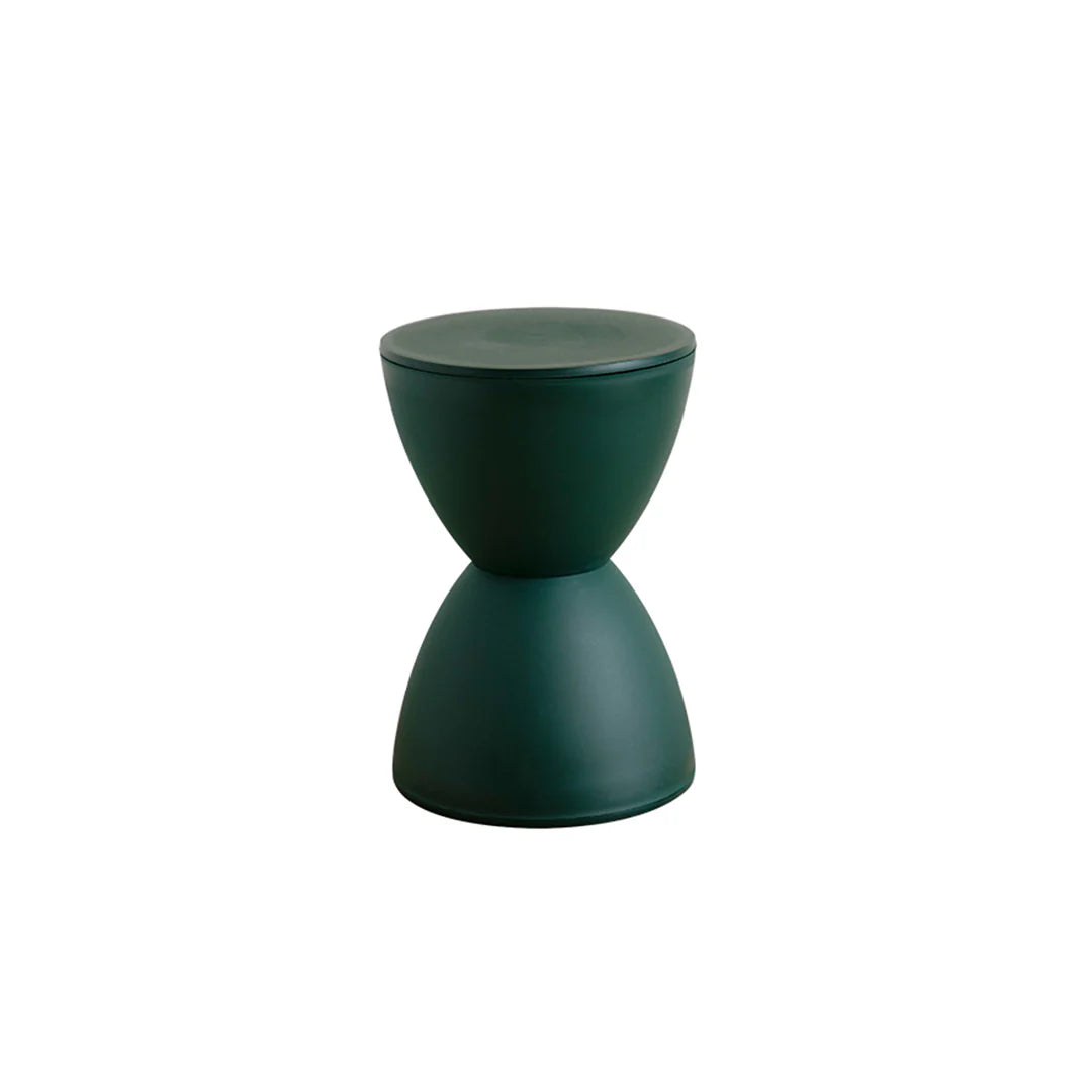 Green cylindrical stool on a white background