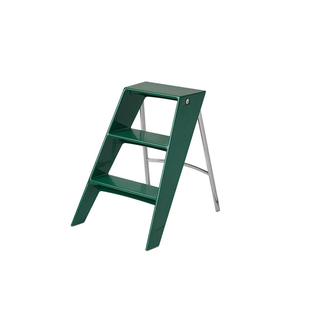Green step ladder on a white background