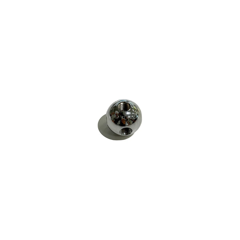 Metallic spherical object on a white background