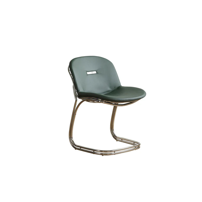 Green chair with metal frame on a white background
