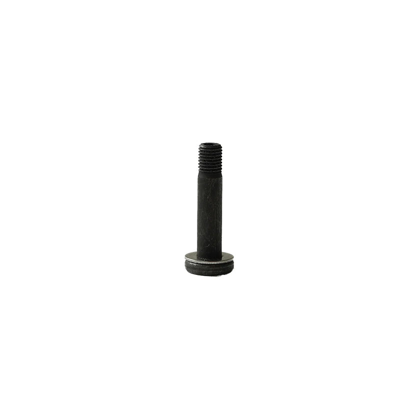 Black threaded rod on a white background