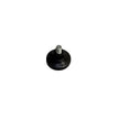 Black rubber pad with a metal screw on a white background
