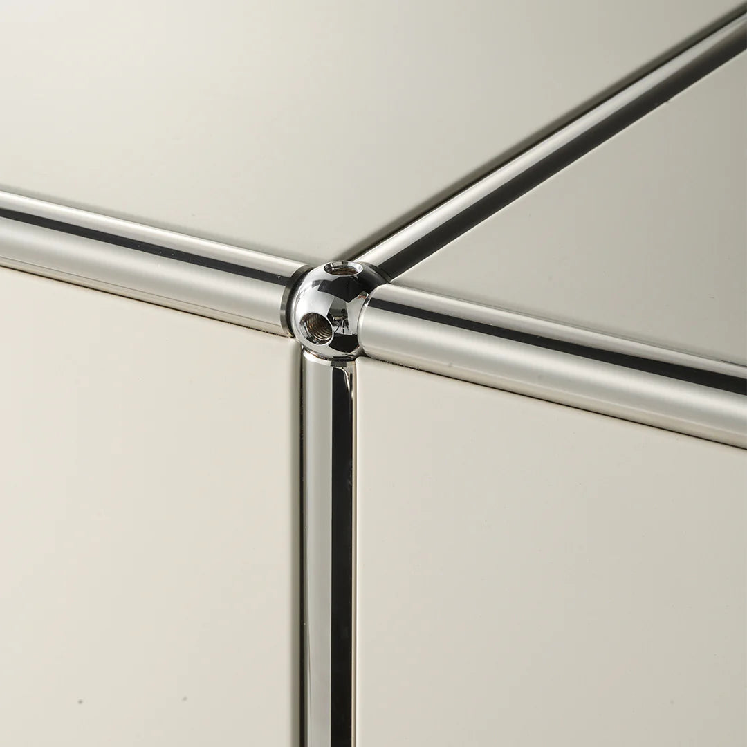 Close-up of a metallic corner with reflective surface