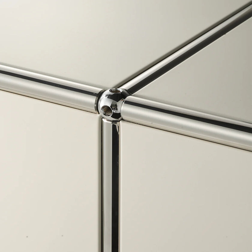 Close-up of a metallic corner with reflective surface