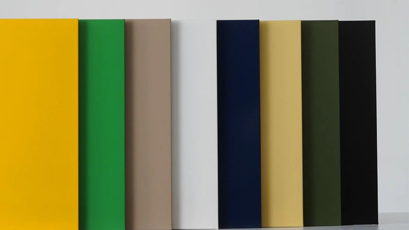 Set of color swatches in various colors on a white background