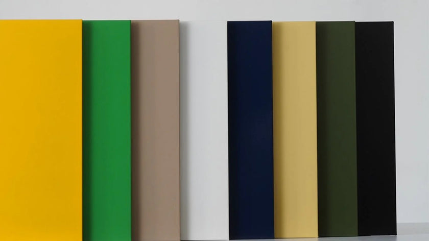 Set of color swatches in various colors on a white background