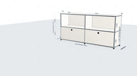 Green storage unit with metal frame on a white background