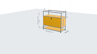 Yellow cabinet with glass front on a white background