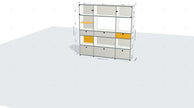 Modular office furniture system on a white background