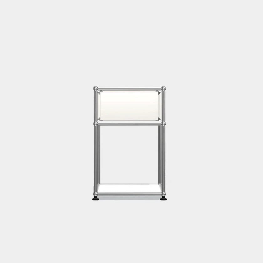 Metal shelving unit on a white background