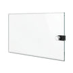 Rectangular glass panel with a metallic handle on a white background