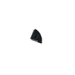 Black triangular metal component on a white background