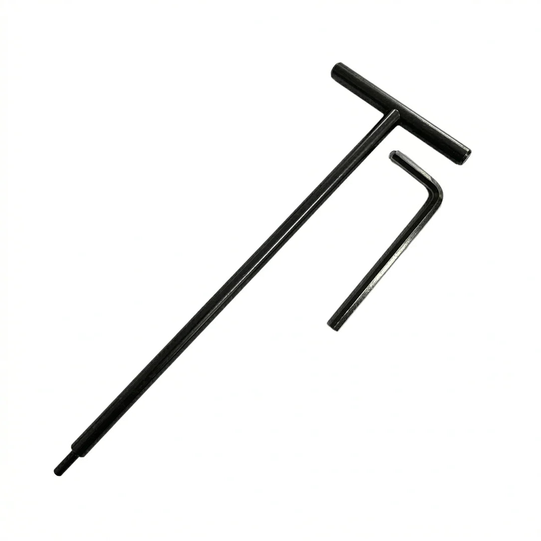 Two black hex keys on a white background