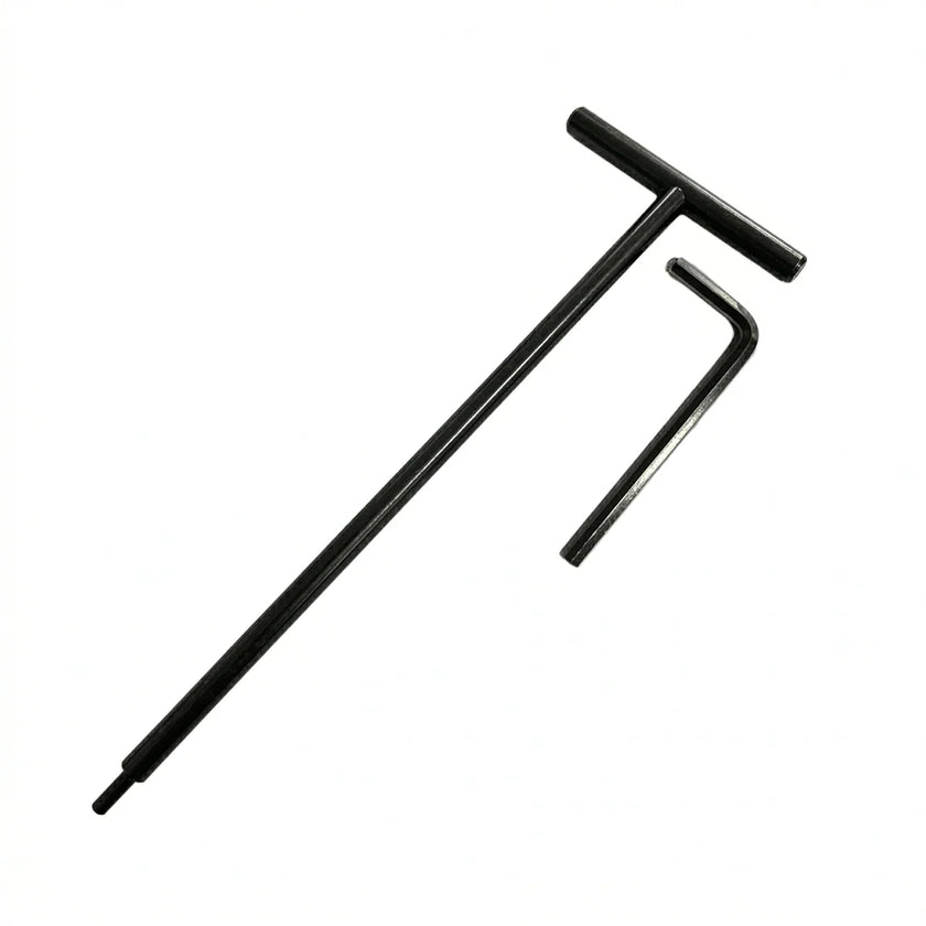 Two black hex keys on a white background