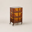 Transparent brown trolley with wheels on a beige background