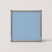 A light blue square metal frame with a light blue center panel and polished silver-toned corner posts, shown against a plain light gray background.