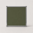 A square metal-framed picture frame with a dark olive green insert, shown against a light gray background.