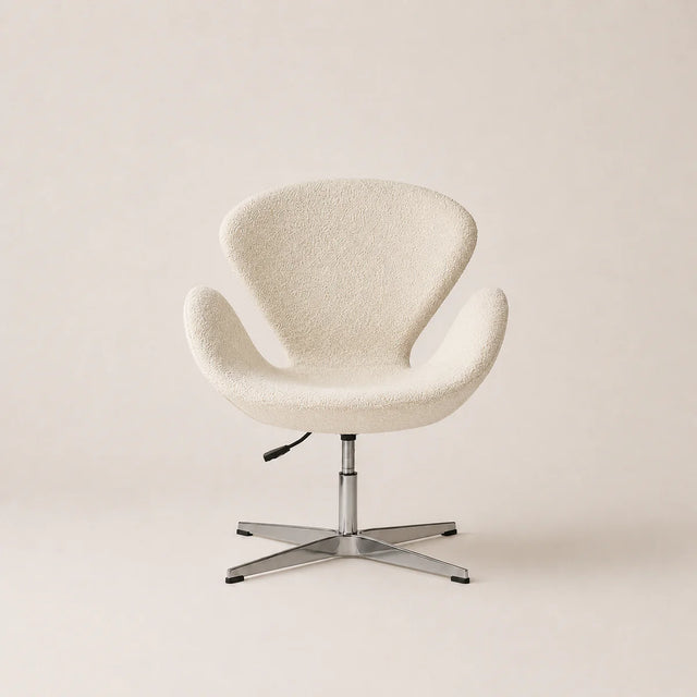 Beige swivel chair on a plain background