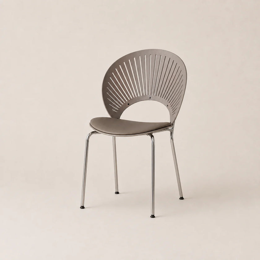 Modern chair with a minimalist design on a beige background