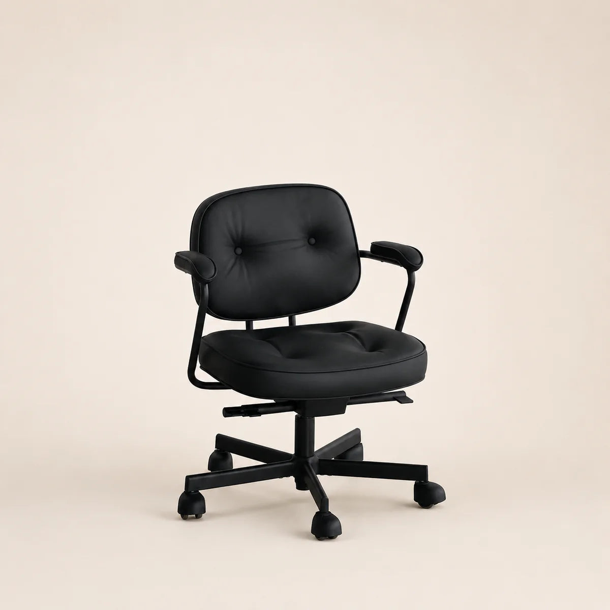 Black office chair on a beige background