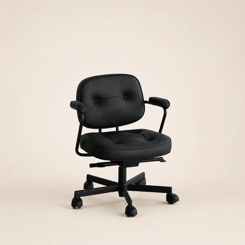 Black office chair on a beige background
