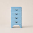 Light blue four-drawer chest on a beige background