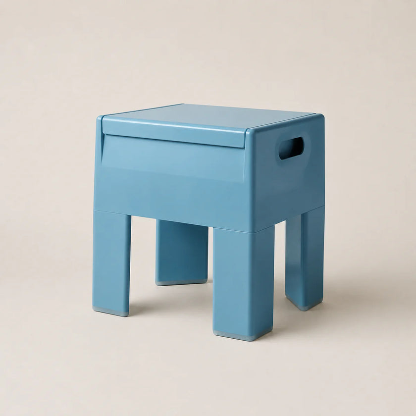 Macaron blue stool on a beige background