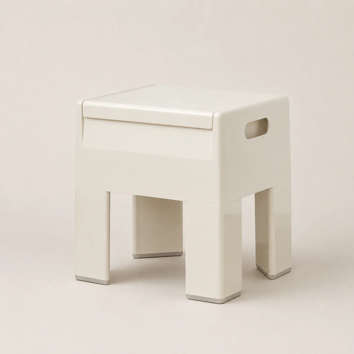White stool on a beige background