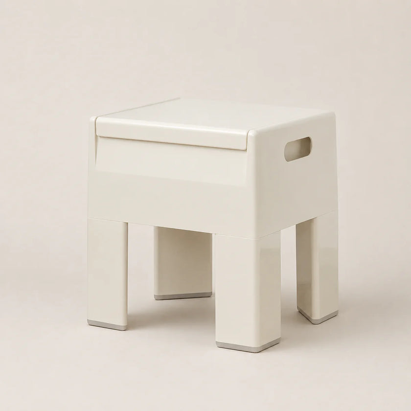 White stool on a beige background