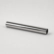 A polished metallic silver cylindrical rod or tube, shown diagonally on a clean, light gray studio background.