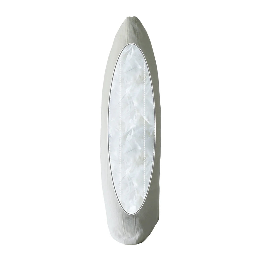 Round mirror with a white frame on a white background
