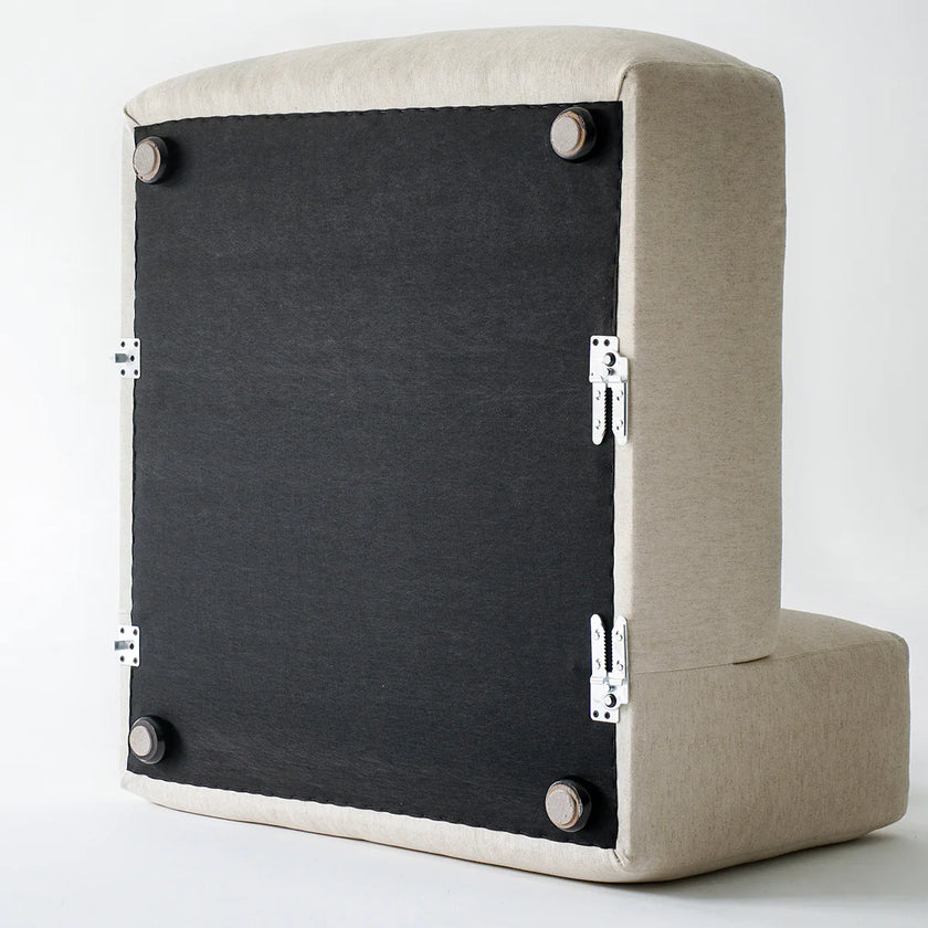 Two-seater modular sofa with beige cushioned backrest and seat on a white background