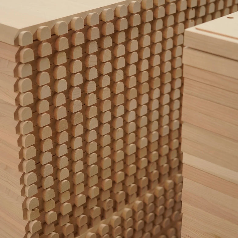 Wooden furniture with a geometric pattern on the edge