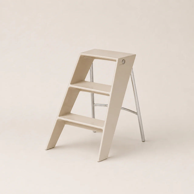 Beige step stool on a light beige background