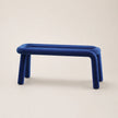Blue stool on a beige background