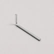 A silver metal hex wrench with an L-shaped head, shown diagonally on a light gray background.