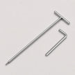 A silver metal T-handle hex wrench and matching hex key shown on a light gray background.