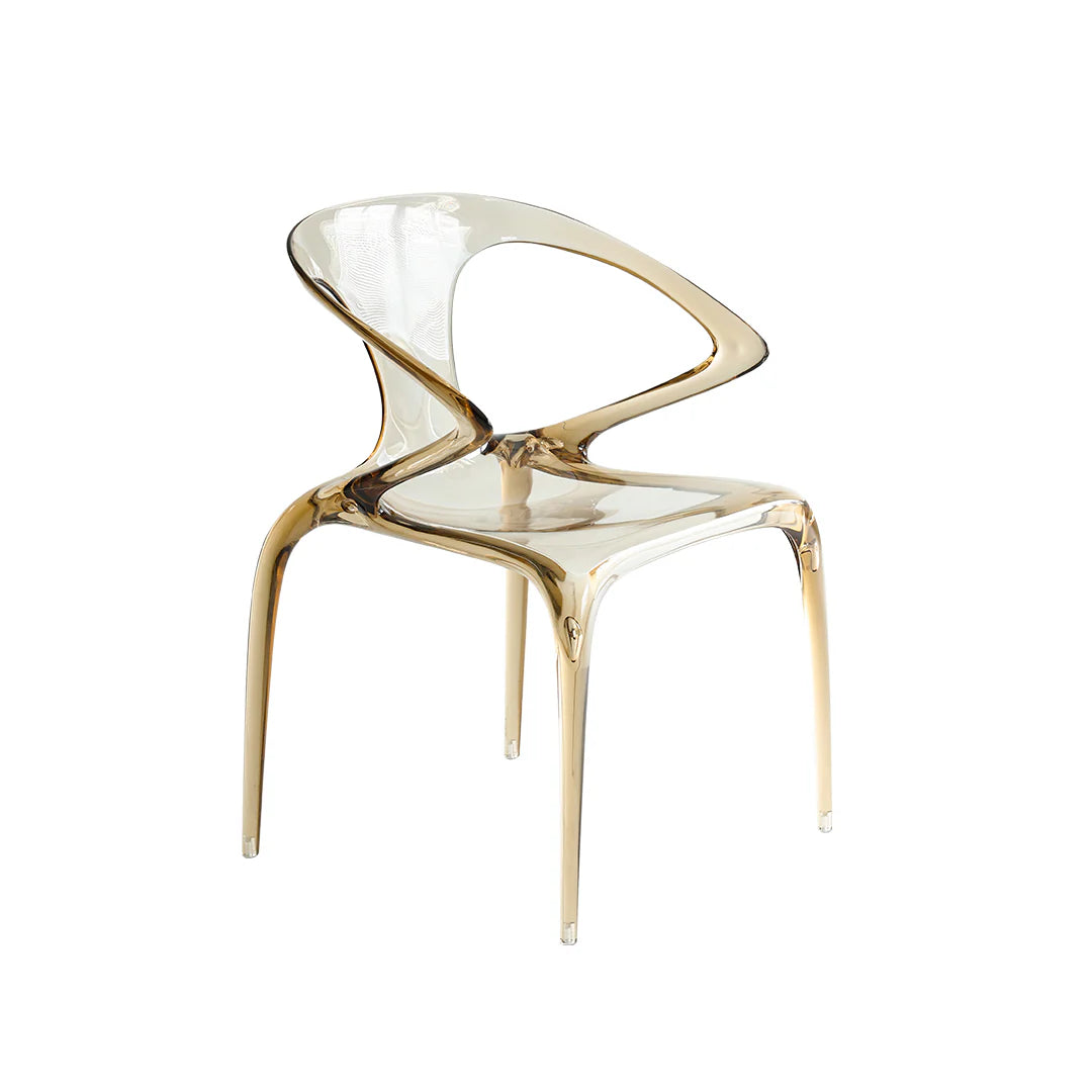 Clear chair with gold frame on a white background