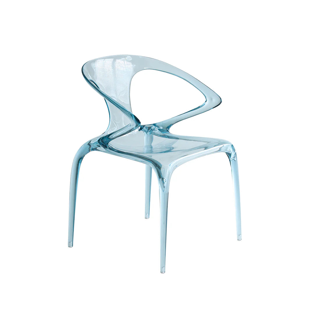 Clear plastic chair on a white background