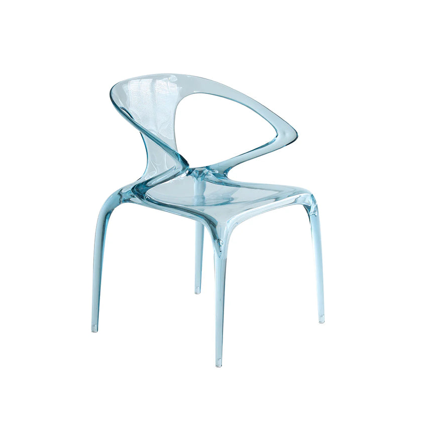 Clear plastic chair on a white background